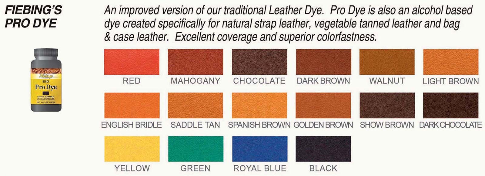 Fiebings Pro Dye Chart